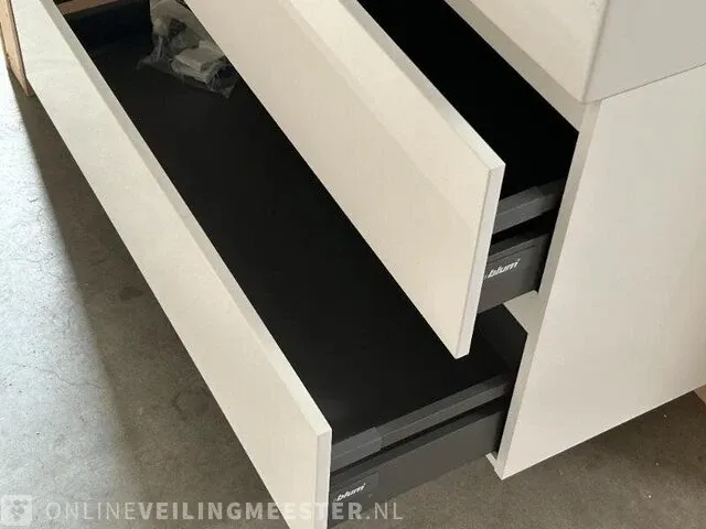Badmeubel xxl 100 met porseleinen wastafel hr badmeubelen, badmeubel, wit hoogglans - afbeelding 4 van  6