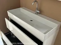 Badmeubel xxl 100 met porseleinen wastafel hr badmeubelen, badmeubel, wit hoogglans - afbeelding 5 van  6