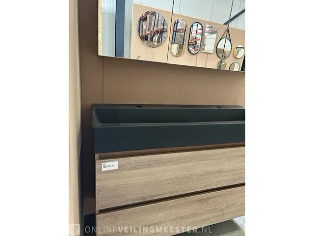 Badmeubel xxl-120 met spiegelkast hr badmeubelen, badmeubel, grijs eiken - afbeelding 5 van  11