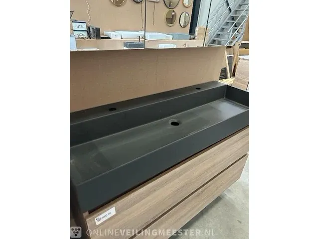 Badmeubel xxl-120 met spiegelkast hr badmeubelen, badmeubel, grijs eiken - afbeelding 6 van  11