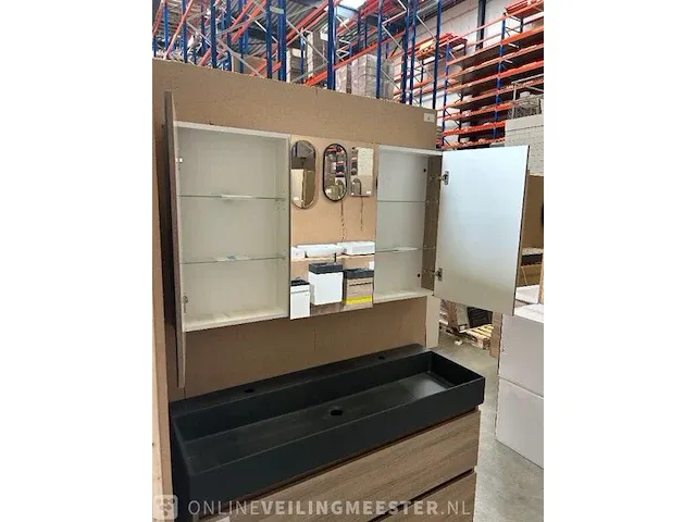 Badmeubel xxl-120 met spiegelkast hr badmeubelen, badmeubel, grijs eiken - afbeelding 9 van  11