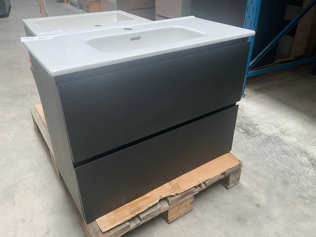 Badmeubel zwart 80cm - afbeelding 1 van  6