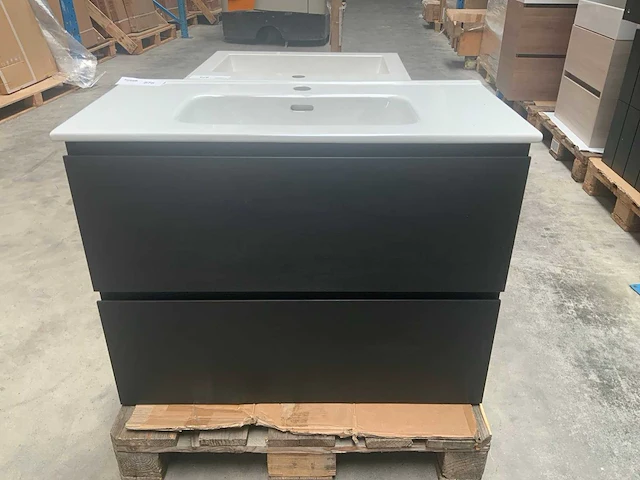 Badmeubel zwart 80cm - afbeelding 2 van  6