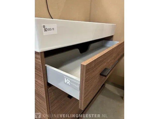 Badmeubelen 120 - 3 laden - keramische wastafel hr badmeubelen, bdmeubel, noten - afbeelding 9 van  10