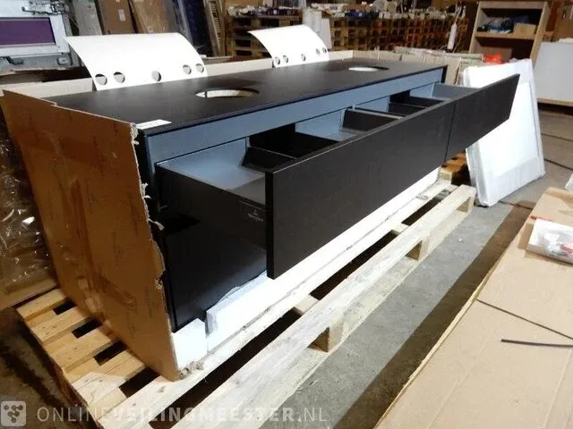 Badmeubelkast voor waskom villeroy & boch, collaro, zwart, , 160x50x55 - afbeelding 2 van  3