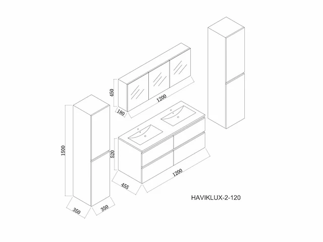 Badmeubelset - vonato - eco 40 - 2-persoons 120 cm - afbeelding 6 van  6