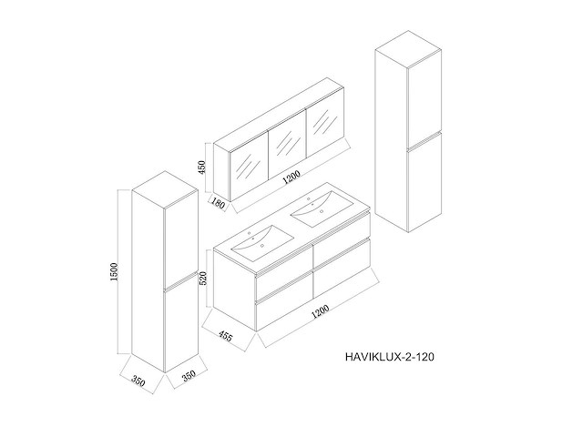Badmeubelset - vonato - eco 40 - 2-persoons 120 cm - afbeelding 6 van  6
