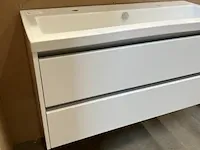 Badmeubelset 100cm - glans wit + spiegelkast hr badmeubelen, badmeubel, wit hoogglans - afbeelding 5 van  11