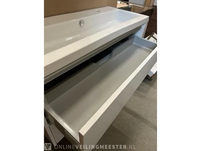 Badmeubelset 100cm - glans wit + spiegelkast hr badmeubelen, badmeubel, wit hoogglans - afbeelding 7 van  11