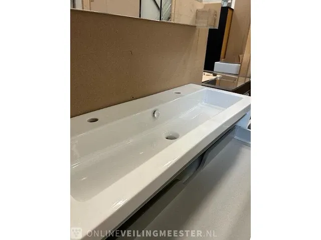 Badmeubelset 100cm - glans wit + spiegelkast hr badmeubelen, badmeubel, wit hoogglans - afbeelding 9 van  11