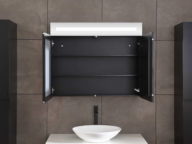 Badmeubelset 100cm mat zwart (met hangkast) - afbeelding 15 van  15