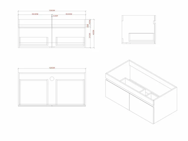 Badmeubelset 120cm mat zwart (met hangkast) - afbeelding 3 van  13