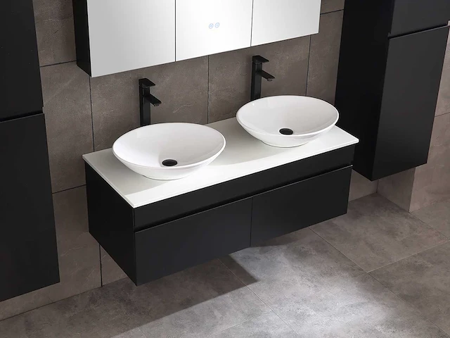 Badmeubelset 120cm mat zwart (met hangkast) - afbeelding 8 van  13