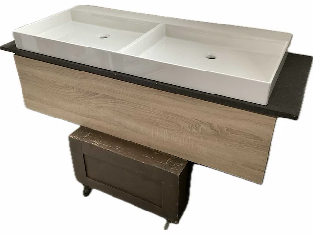 Badmeubelset 142x53cm met granieten blad en dubbele wastafel - afbeelding 2 van  7