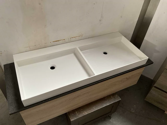 Badmeubelset 142x53cm met granieten blad en dubbele wastafel - afbeelding 6 van  7