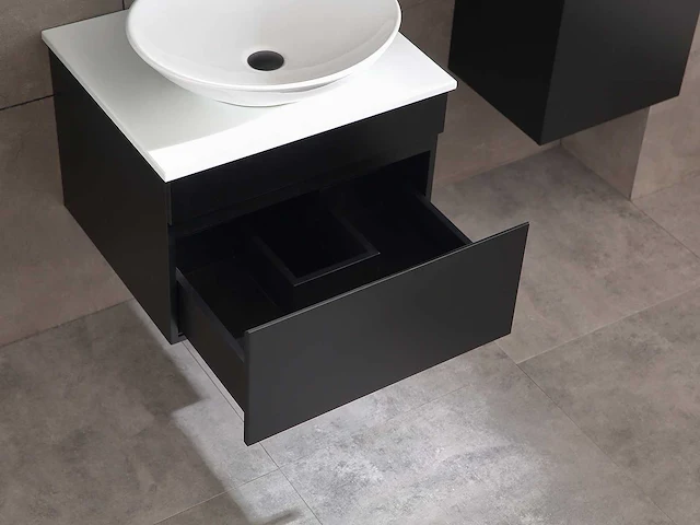 Badmeubelset 60cm mat zwart (met hangkast) - afbeelding 9 van  13
