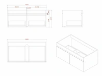 Badmeubelset 80cm mat zwart (met hangkast) - afbeelding 3 van  14