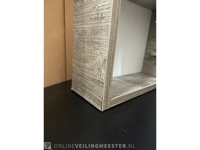 Badmeubelset cemento + regaal en zwart blad hr badmeubelen, badmeubel, cemento - afbeelding 2 van  11