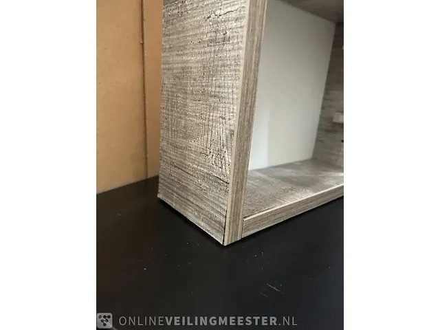 Badmeubelset cemento + regaal en zwart blad hr badmeubelen, badmeubel, cemento - afbeelding 3 van  11