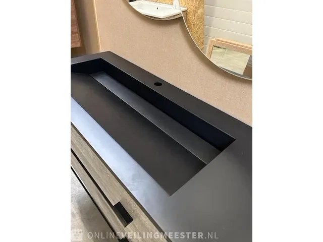 Badmeubelset cemento + regaal en zwart blad hr badmeubelen, badmeubel, cemento - afbeelding 6 van  11