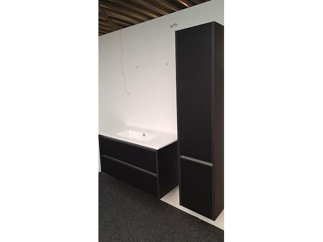 Badmeubelset incl hoge kast, thebalux, beat, mat zwart - afbeelding 1 van  6