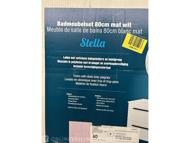 Badmeubelset met spiegel en wastafel 80 cm atlantic, stella - afbeelding 5 van  5