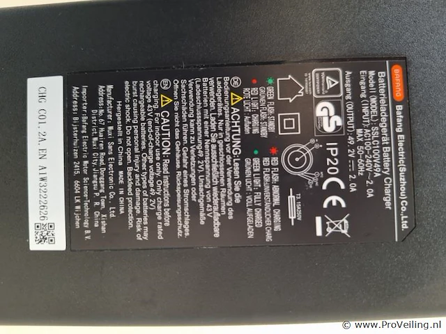 Bafang acculader model sslc100v49a - afbeelding 5 van  5