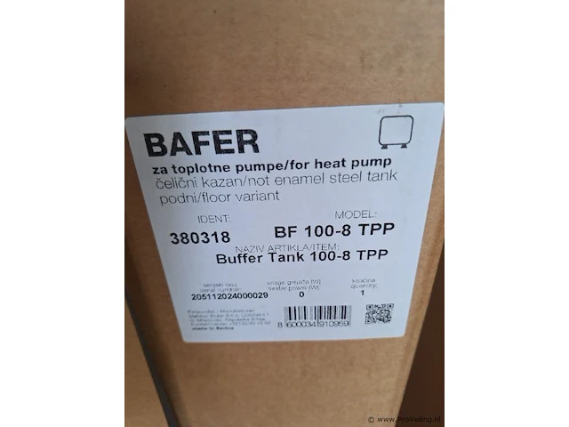 Bafer 100-8 tpp warmte pomp buffer tank - afbeelding 3 van  3