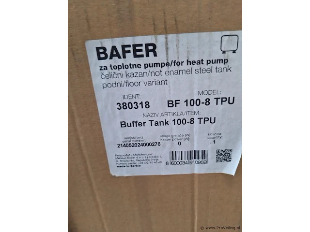 Bafer 100-8 tpu warmte pomp buffer tank - afbeelding 2 van  2