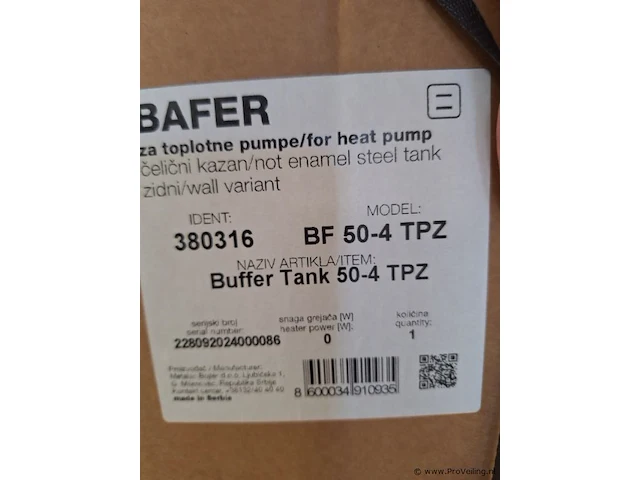 Bafer bf 50-4 tpz warmte pomp buffer tank - afbeelding 2 van  3