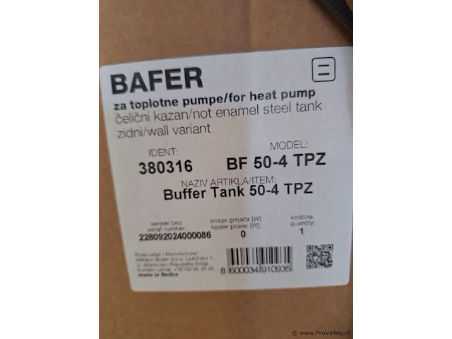 Bafer bf 50-4 tpz warmte pomp buffer tank - afbeelding 3 van  3