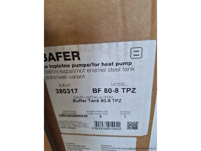Bafer bf 80-8 tpz warmte pomp buffer tank - afbeelding 2 van  3