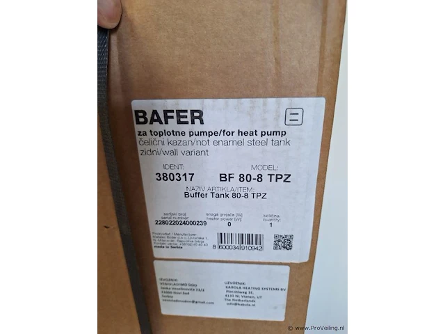 Bafer bf 80-8 tpz warmte pomp buffer tank - afbeelding 3 van  3