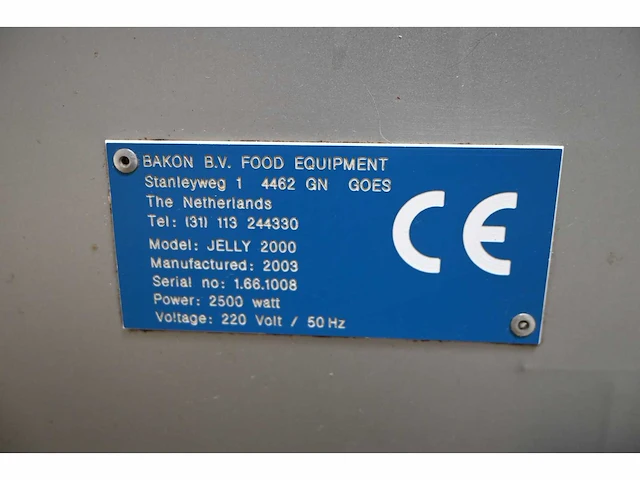 Bakon jelly 2000 rvs geleispuitmachine - afbeelding 8 van  9