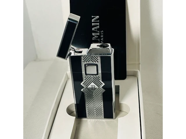 Balmain paris aansteker - limited edition black & silver - afbeelding 1 van  7