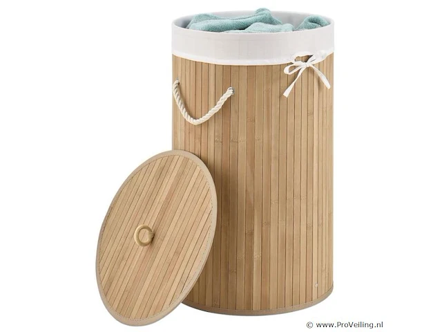 Bamboe wasmand curly 55l incl. deksel & waszak - afbeelding 10 van  11