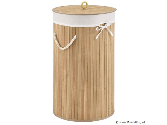 Bamboe wasmand curly 55l incl. deksel & waszak - afbeelding 1 van  11