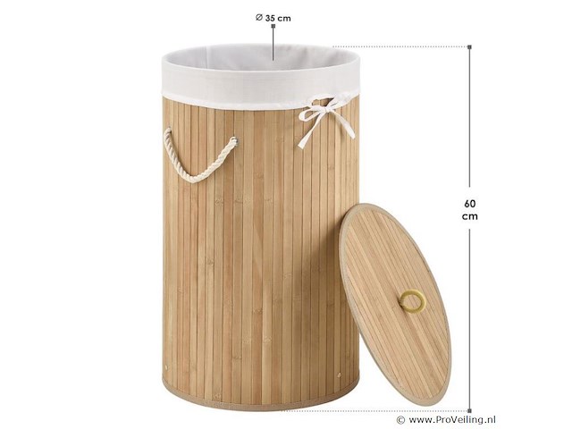 Bamboe wasmand curly 55l incl. deksel & waszak - afbeelding 5 van  11