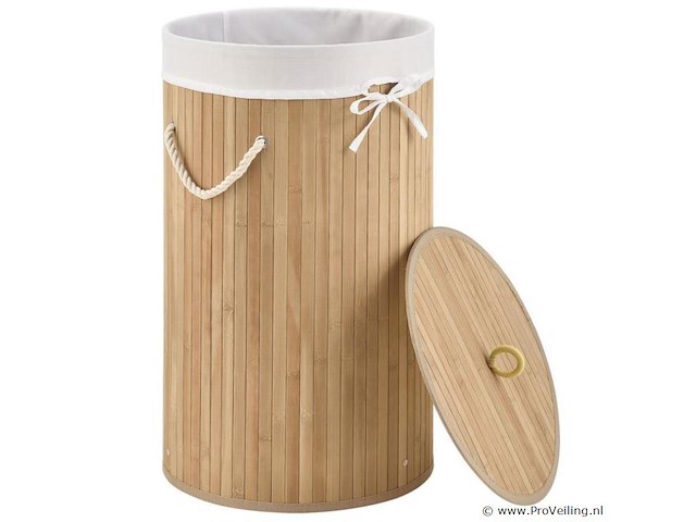 Bamboe wasmand curly 55l incl. deksel & waszak - afbeelding 6 van  11