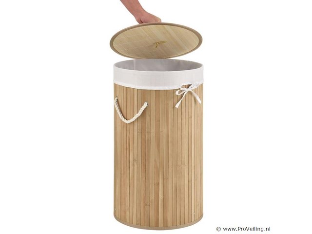 Bamboe wasmand curly 55l incl. deksel & waszak - afbeelding 7 van  11