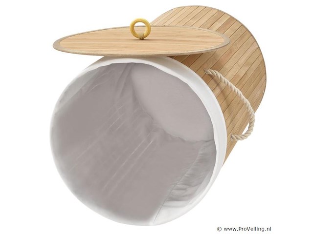 Bamboe wasmand curly 55l incl. deksel & waszak - afbeelding 9 van  11