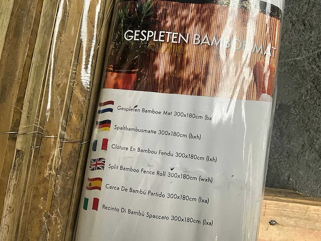 Bamboo - mat gespleten- naturel- tonkin - 3000x1800 mm (54 m2)= 1 pallet - scherm (10x) - afbeelding 5 van  14