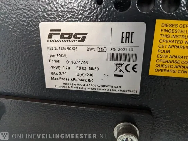 Banden balanceer apparaat fog, eq131l, bouwjaar pd: 10-2021 - afbeelding 9 van  12