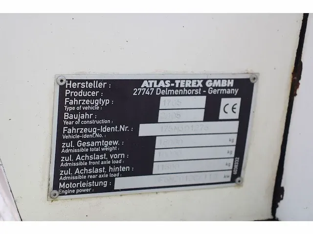 Banden graafmachine terex atlas 1705m - bj2005 - afbeelding 22 van  30