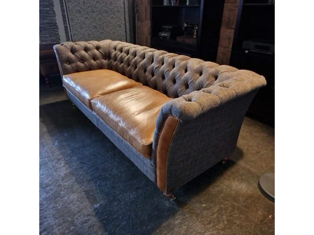 Bank chesterfield, harris tweed, grijs - afbeelding 2 van  3