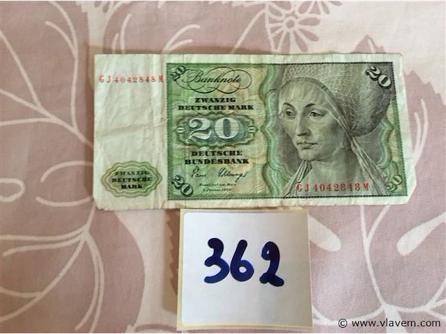 Bankbiljet 20 duitse mark - afbeelding 1 van  2