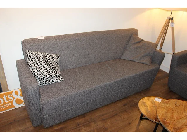 Bankstel bestaande uit een twee en een driesitsbank met losse fauteuil grijs / bruin gestoffeerd breedte 2... - afbeelding 2 van  4