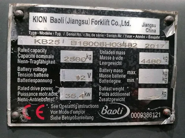 Baoli - kb25 - vorkheftruck - afbeelding 2 van  11