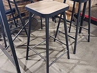 Bar tafel met mdf blad, 4 barkrukken en verlichting, yz 1005, zwart - afbeelding 2 van  10