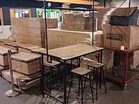 Bar tafel met mdf blad, 4 barkrukken en verlichting, yz 1005, zwart - afbeelding 4 van  10